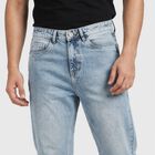 Men's Light Blue Straight Fit Washed Jeans, Ice Blue, small