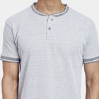 Men's Henley Half Sleeves T-Shirt, Light Grey, small image number null