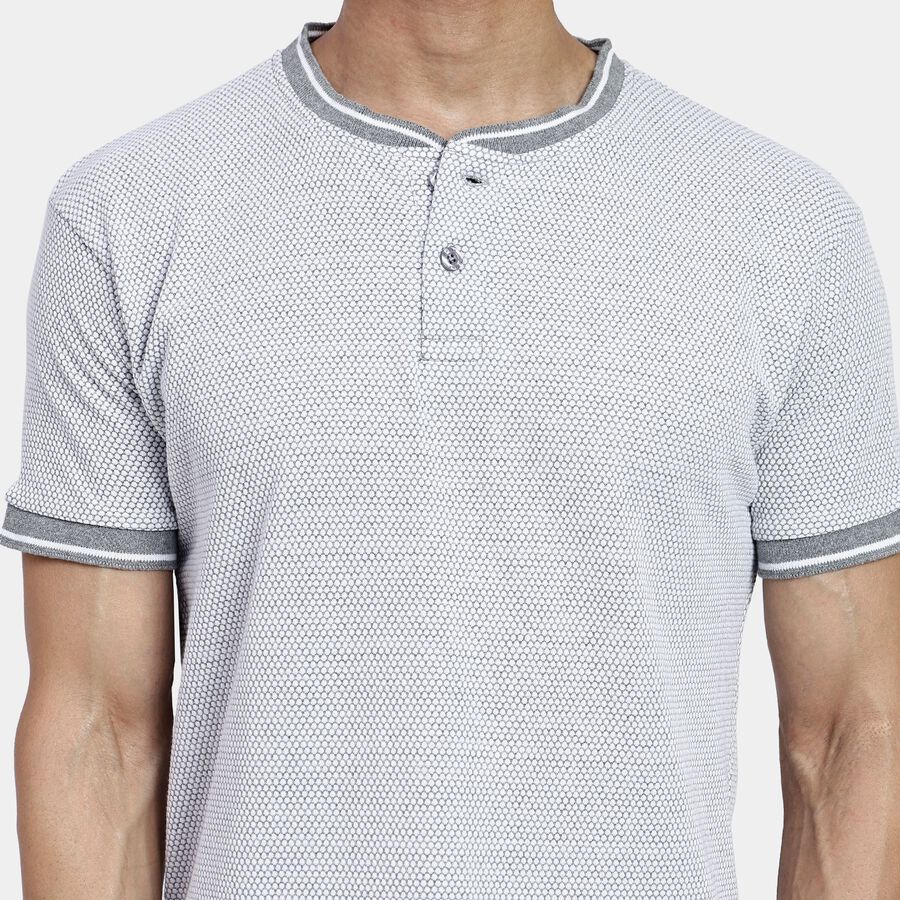 Men's Henley Half Sleeves T-Shirt, Light Grey, large image number null