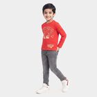 Boys Red Cotton Blend Crew Neck Regular Boys T-Shirt, Red, small