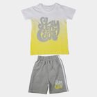 Boys' White Cotton Round Neck Ombre Baba Suit, Off White, small