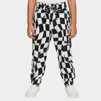 Boys' Black and White Checkered Cargo Trousers