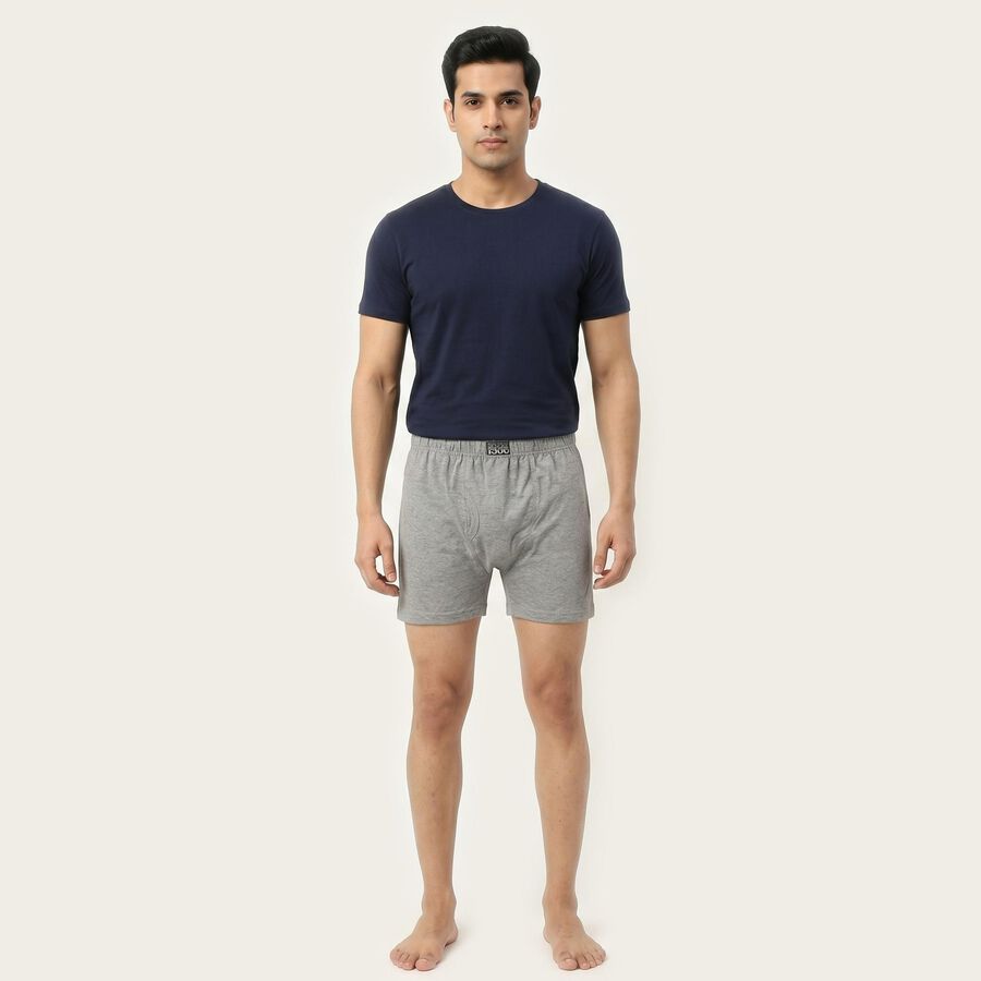 Men Grey Regular Fit Solid Trunks, Melange Light Grey, large