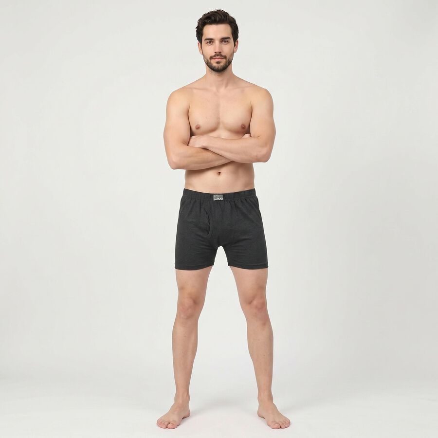 Men's Charcoal Regular Fit Solid Trunks, चारकोल, large