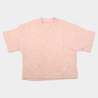Girls Pink Cotton Crew Neck Oversized T-Shirt, Light Pink, small