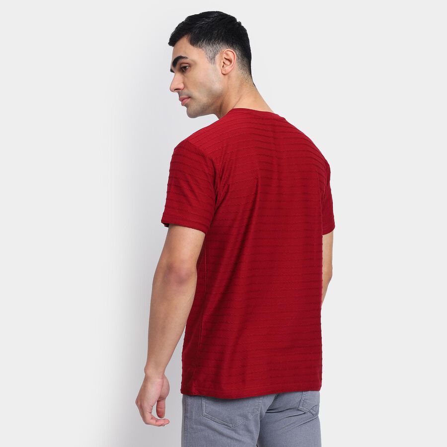 Men's Round Neck Half Sleeves T-Shirt , Maroon, large image number null