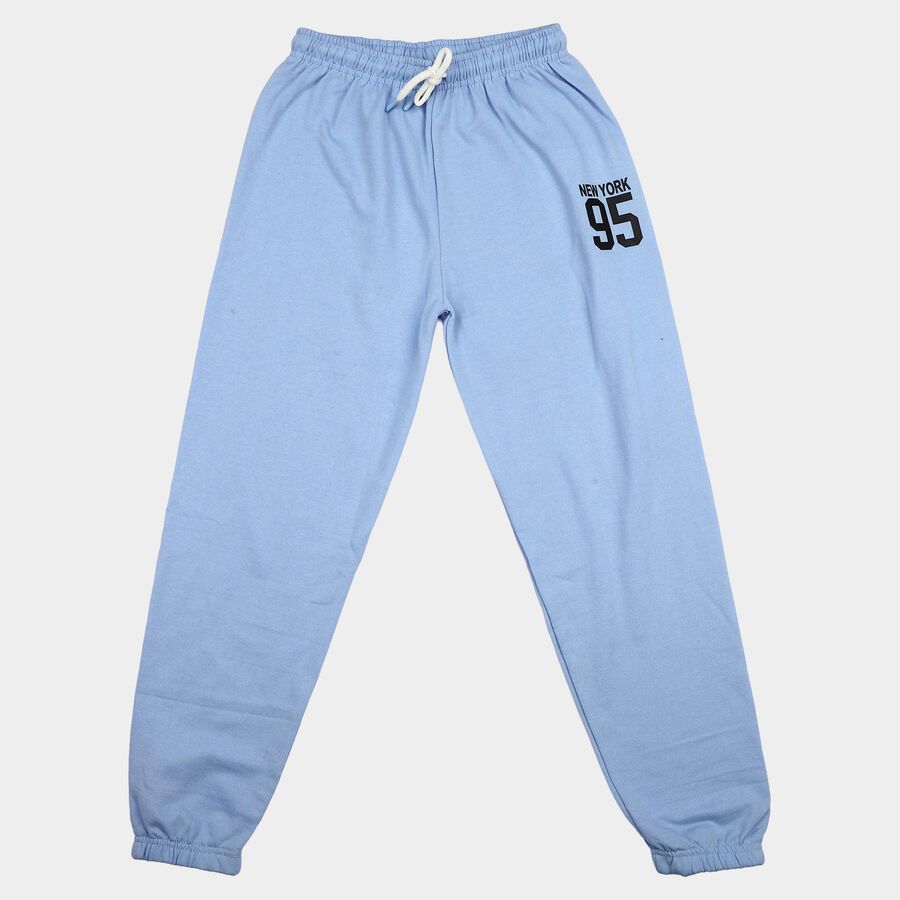Girls' Light Blue Regular Fit Graphic Print Jogger Pyjama, Light Blue, large