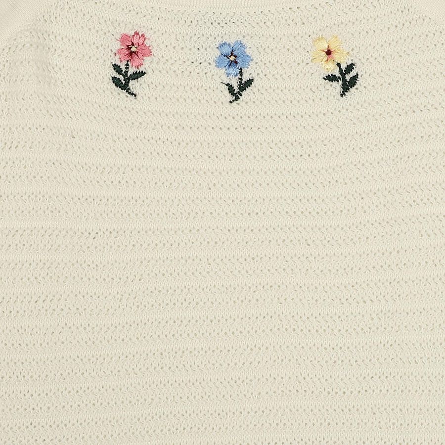 Girls White Round Neck Minimalist T-Shirt, White, large