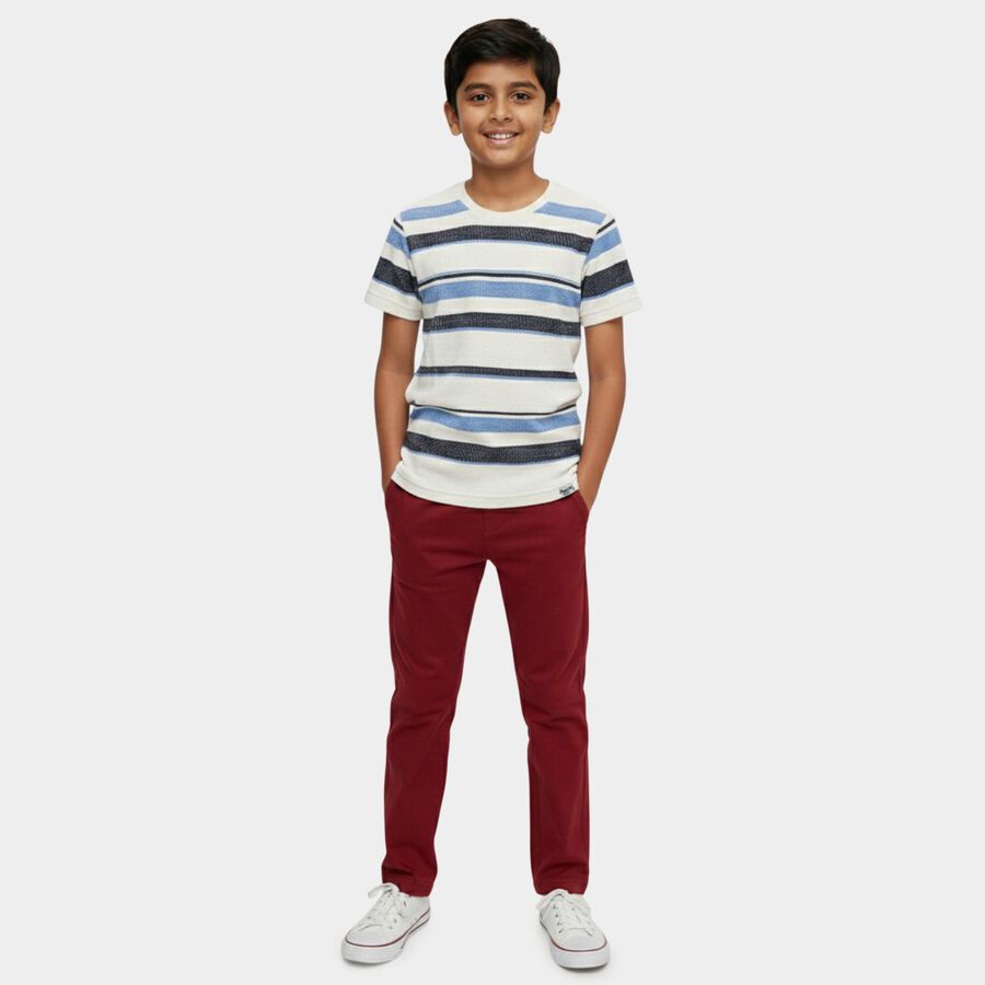 Boys' Light Blue Round Neck Graphic Printed T-Shirt, हल्का नीला, large