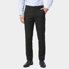 Men's Charcoal Slim Fit Flat-Front Formal Trousers, चारकोल, small