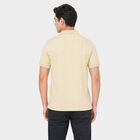 Men's Beige Polo Neck Solid T-Shirt, गहरा पीला, small