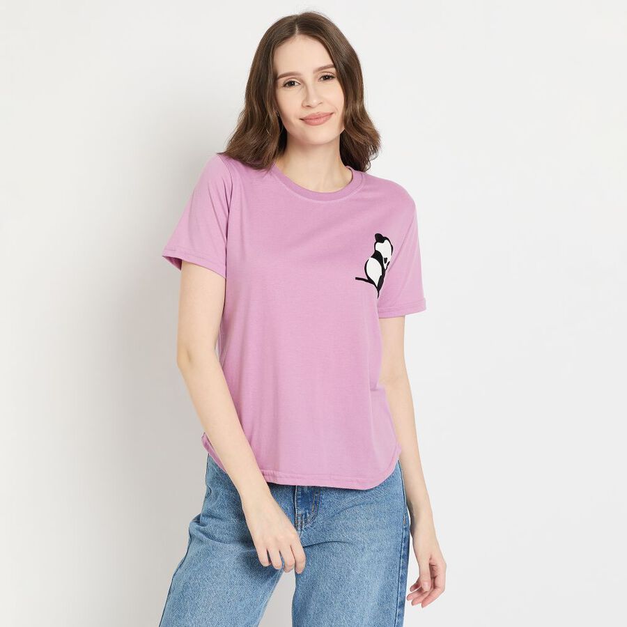 Ladies' Round Neck T-Shirt, बैंगनी, large image number null