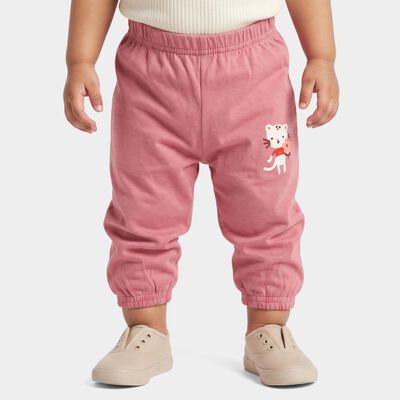 Infants' Pink Regular Fit Cartoon Printed Cotton Pyjama