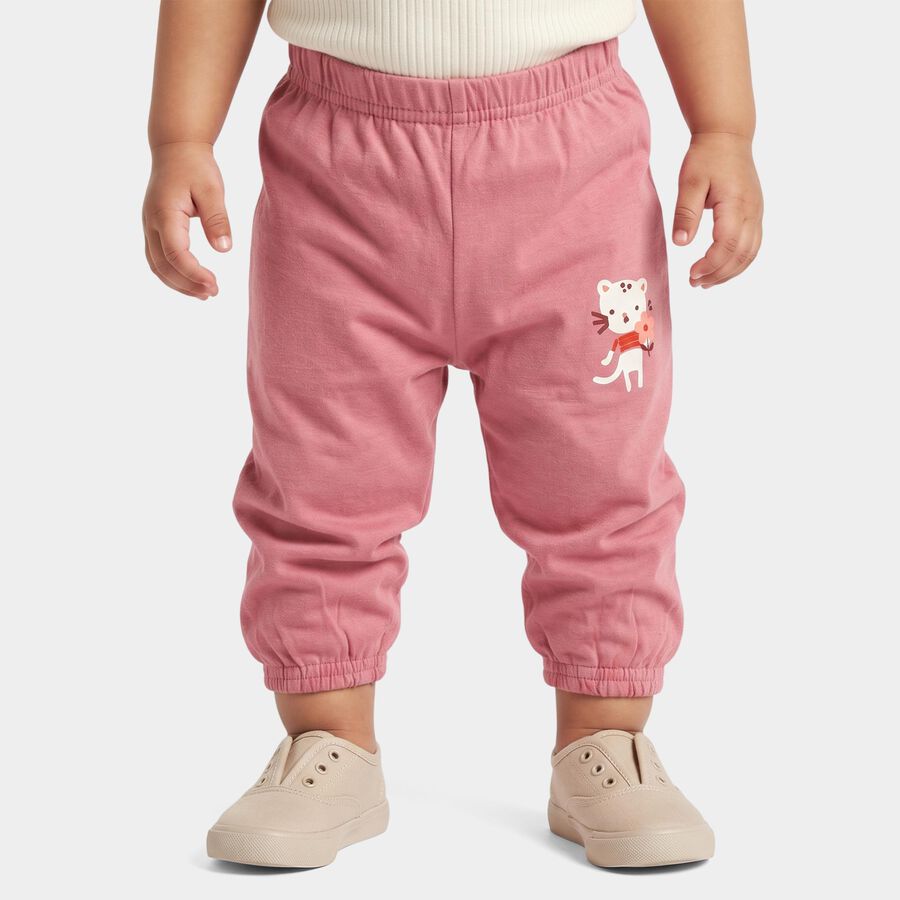 Infants' Pink Regular Fit Cartoon Printed Cotton Pyjama, Pink, large