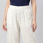 Women's Cream Regular Fit Printed Palazzos, Off White, small