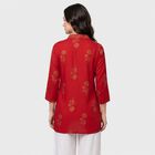 Women's Maroon V-Neck Printed Kurti, मरून, small