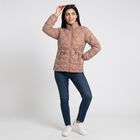 Women's Light Pink Stand Collar Puffer Jacket, Light Pink, small