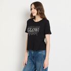 Ladies' Cotton Round Neck T-Shirt, Black, small image number null