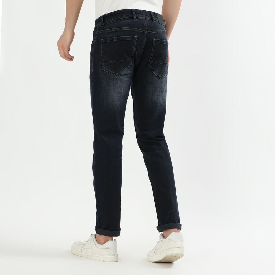 Men's Dark Washed Slim Fit Jeans, गहरा नीला, large image number null