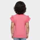Girls Bright Pink Cotton Round Neck Casual T-Shirt, गुलाबी, small image number null