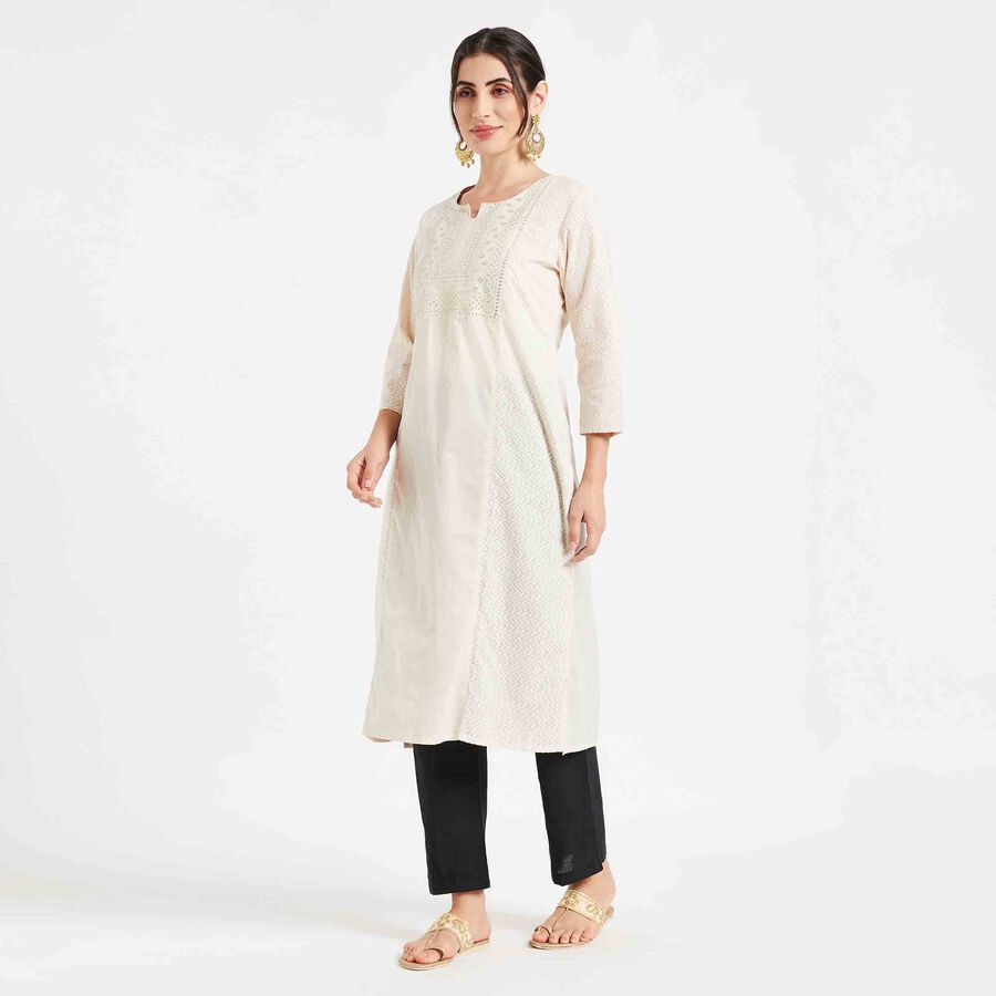 Embroidered Kurta, Off White, large image number null