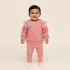 Infants Light Pink Cotton Crew Neck Ruffle Sleeve Sweatshirt, Light Pink, small image number null