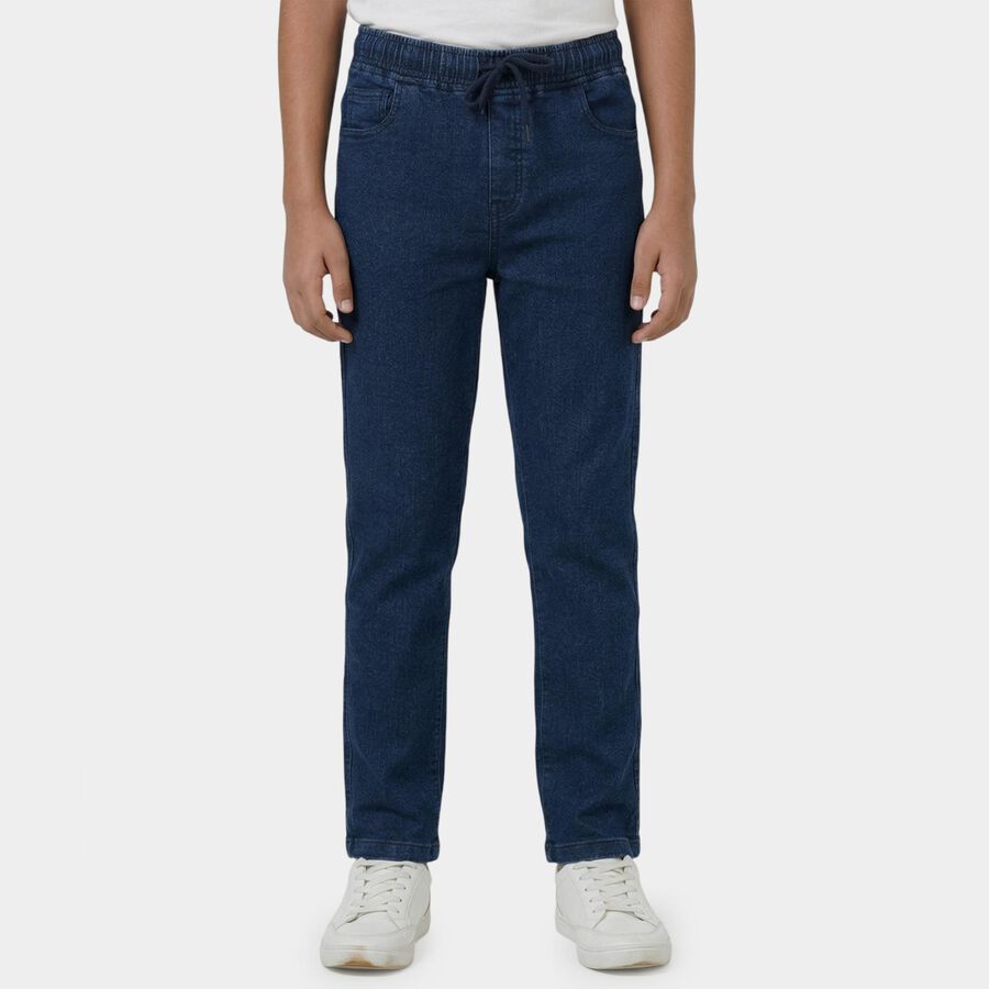 Boys' Dark Blue Regular Fit Jeans, गहरा नीला, large