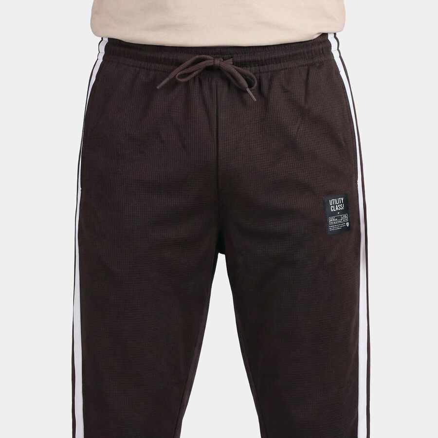 Men's Brown Regular Fit Logo Print Track Pants, Brown, large
