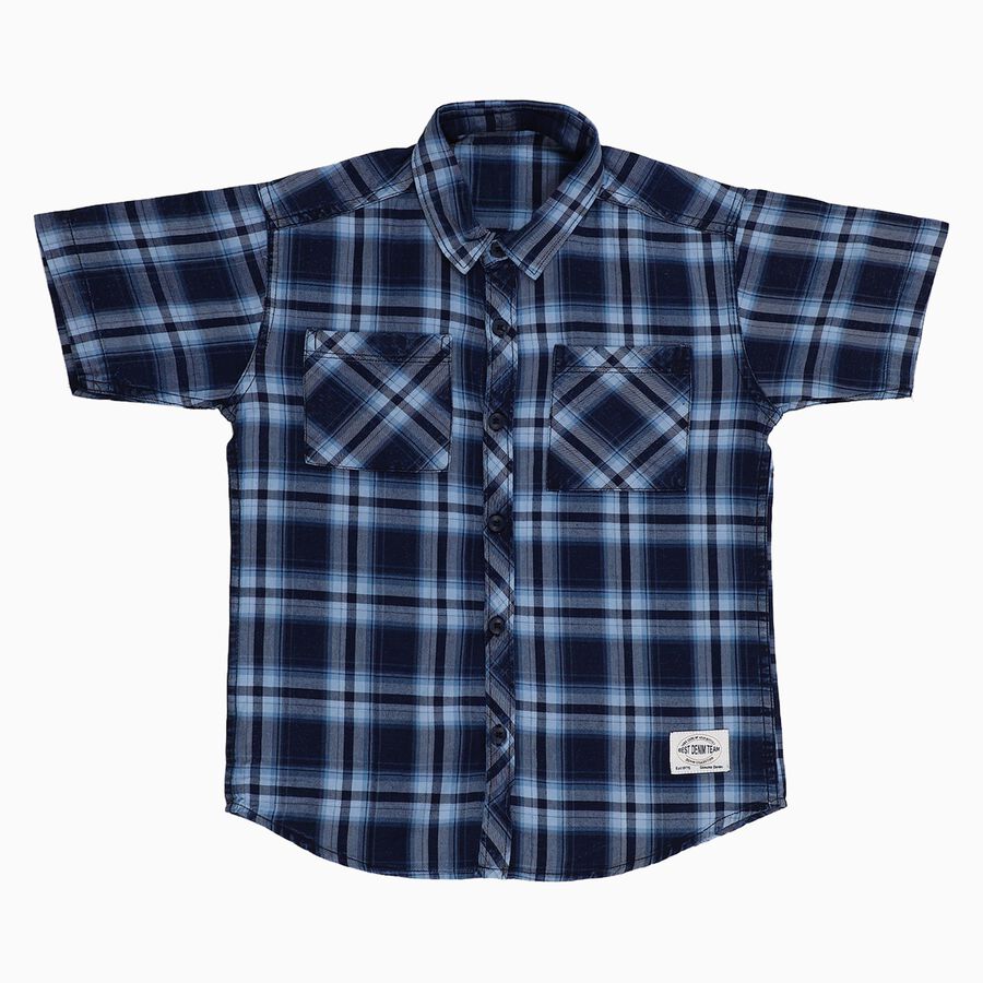 Boys' Casual Shirt, Mid Blue, large image number null