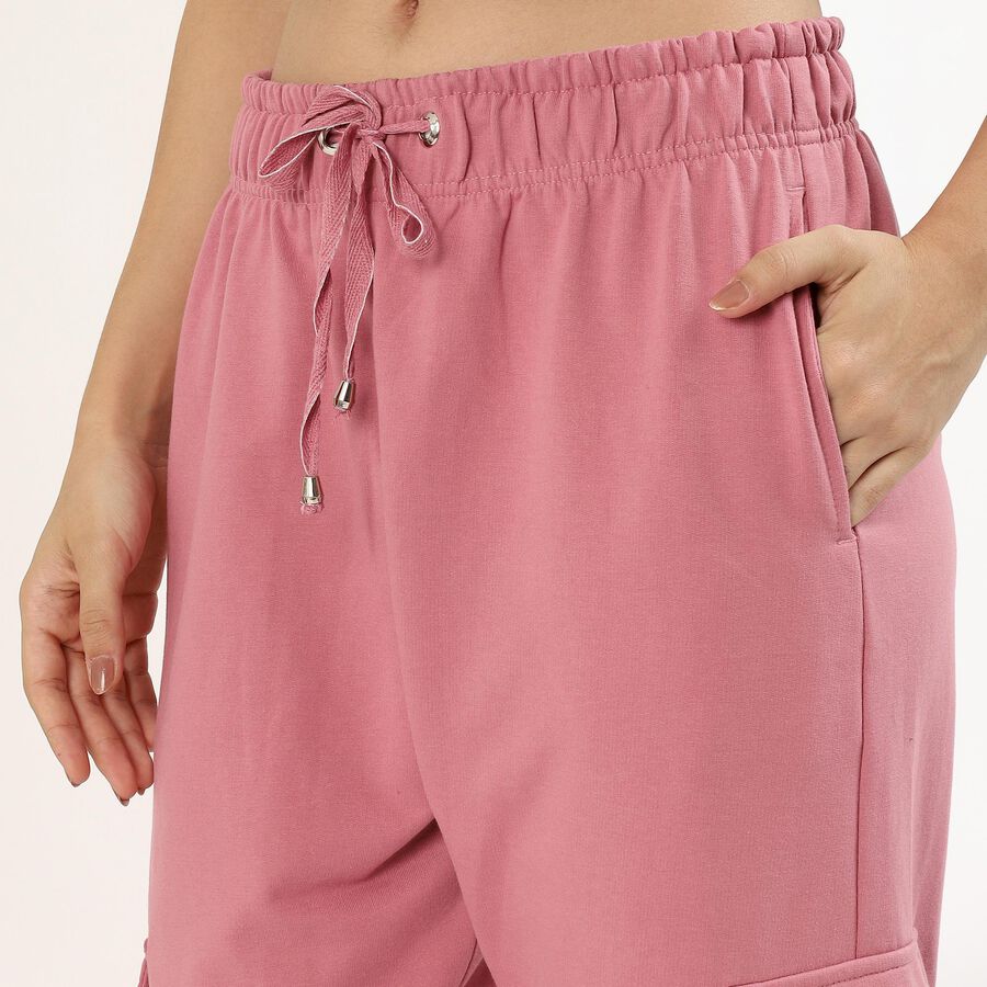Women's Dusty Rose Cargo Fit Elasticated Track Pants, Pink, large image number null