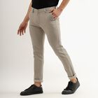Men's Cross Pocket Slim Fit Casual Trousers , Light Grey, small image number null