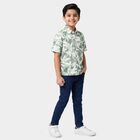 Boys' Green Printed Collar Regular Fit Casual Shirt, हल्का हरा, small