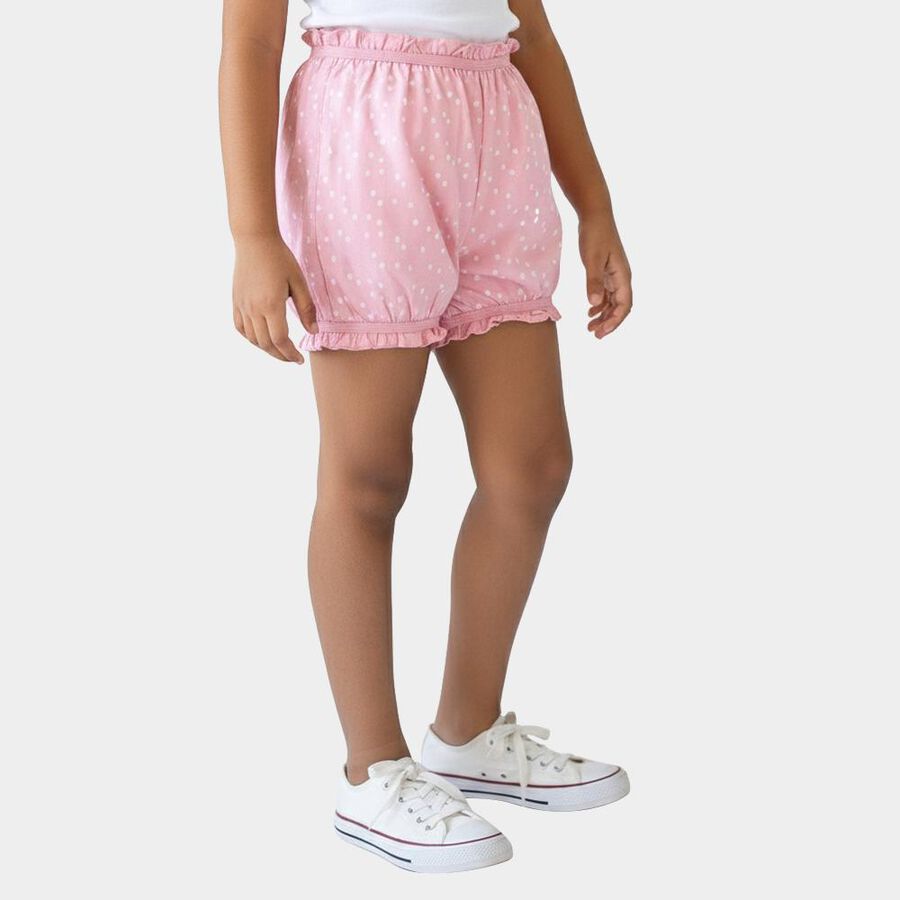 Girls' Pink Regular Fit Cotton Bloomers, Pink, large