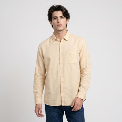 Men's Peach Cotton Regular Collar Shirt