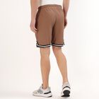 Men's Muted Brown Regular Fit Textured Bermuda Shorts, Brown, small