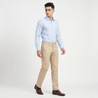 Men's Beige Slim Fit Flat-Front Formal Trousers, Beige, small
