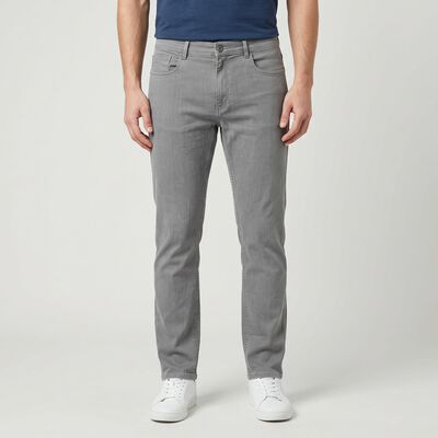 Men's Grey Slim Fit Solid Jeans