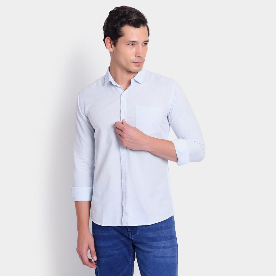Men's 100% Cotton Casual Shirt, Light Blue, large image number null