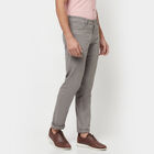 Solid Slim Fit Casual Trousers, Light Grey, small image number null