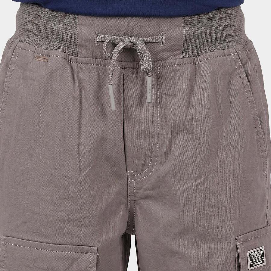 Boys Grey Regular Fit Cargo Trousers, हल्का ग्रे, large