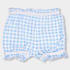 Girls' Light Sky Blue Regular Fit Gingham Check Bloomer, हल्का नीला, small image number null