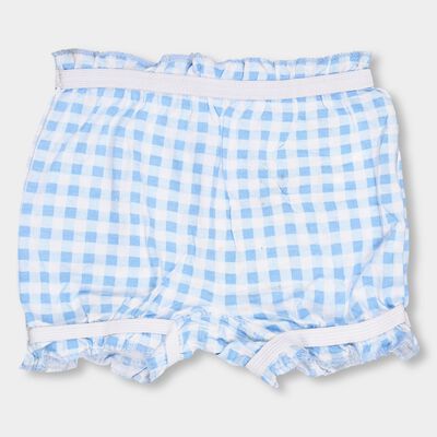Girls' Light Sky Blue Regular Fit Gingham Check Bloomer