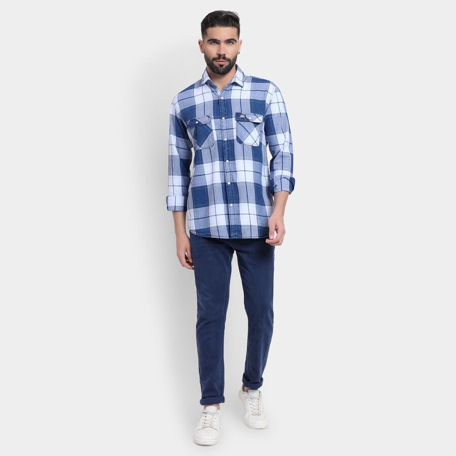 Men's 100% Cotton Casual Shirt , Dark Blue, large image number null