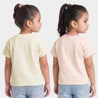 Girls' Off White Cotton Round Neck Regular T-Shirt, Off White, small