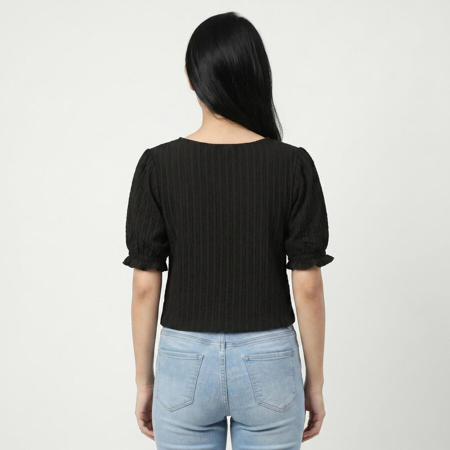 Women's Black Neck Top, Black, large