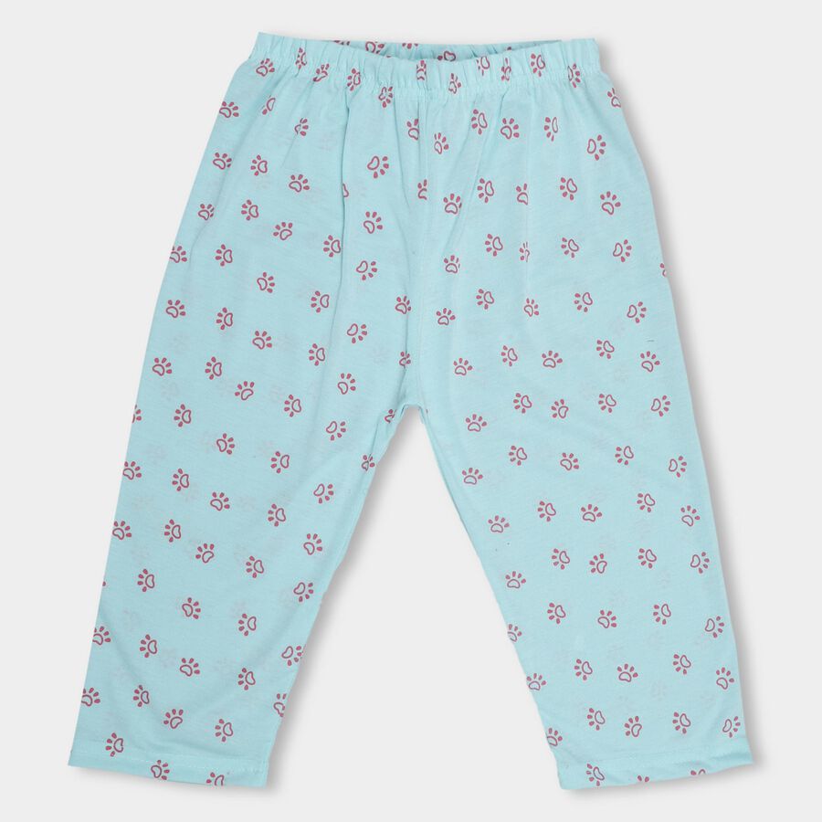 Girls' Light Aqua Blue Regular Fit Printed Pull-Up Capri, Aqua, large image number null