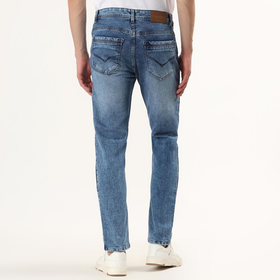 Men's Blue Slim Fit Washed Jeans, Light Blue, large