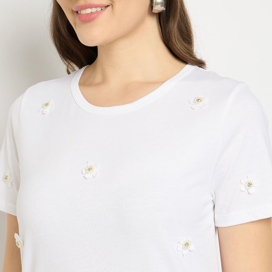 Ladies' Cotton Top, सफ़ेद, large image number null