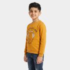 Boys' Mustard Crew Neck Pullover Sweatshirt, Mustard, small