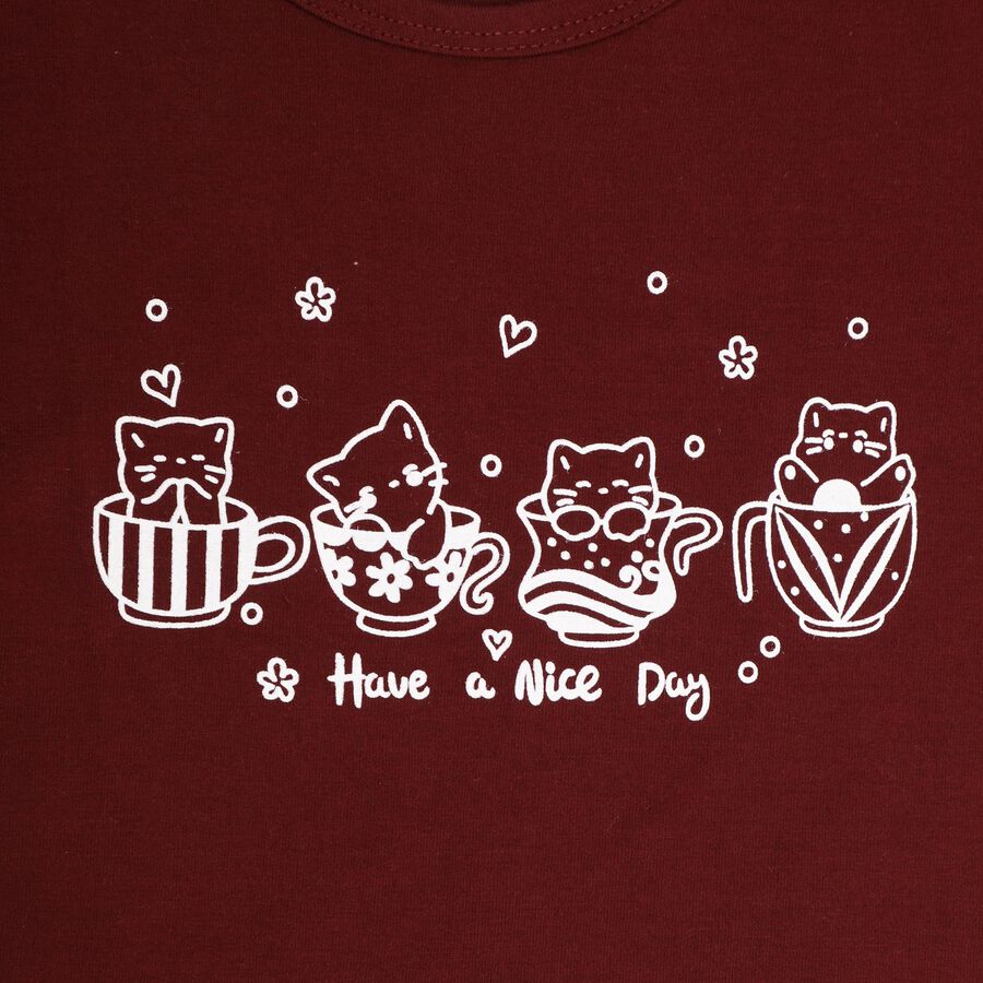 Girls' T-Shirt, वाइन, large image number null